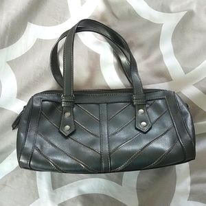 Vintage Metallic Gray Purse with Chevron Design